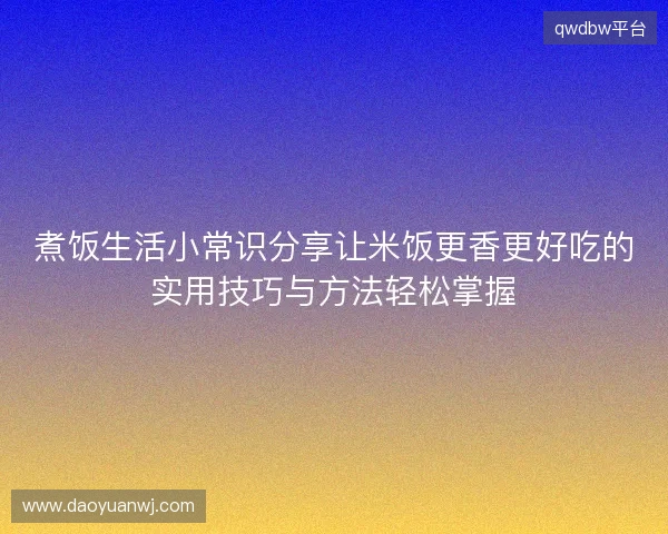 煮饭生活小常识分享让米饭更香更好吃的实用技巧与方法轻松掌握